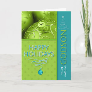 für Godson Green und Turquoise Modern Holiday Feiertagskarte