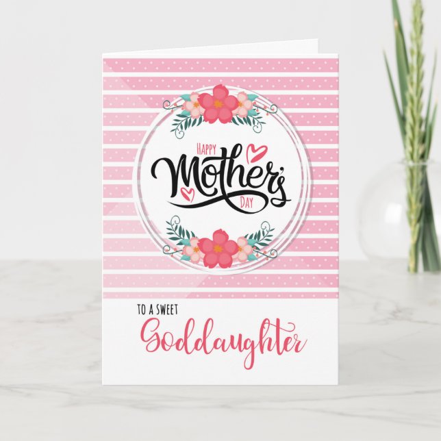 Für Godtochter am Muttertag Rosa Bontanisch Karte (Vorderseite)