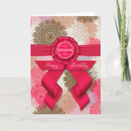 für Godtochter Deep Rose Pink Ribbon Geburtstag Karte