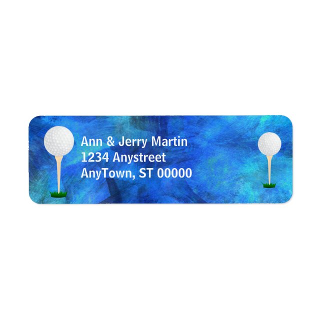 für Golfer-Adresse-Label-Golfbälle auf blau (Vorne)