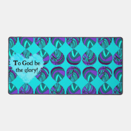 Für Gott sei die Ruhm Fisch Blätter Lila Aquamarin Schreibtischunterlage