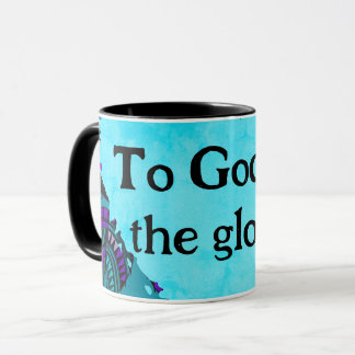 Für Gott sei die Ruhm Fisch Blätter Lila Aquamarin Tasse