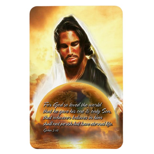 Für Gott so liebte die Welt 2 Premium Magnet (Vertikal)