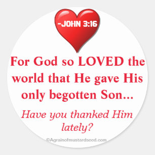 Für Gott so liebte die Welt Johannes 3:16 Runder Aufkleber