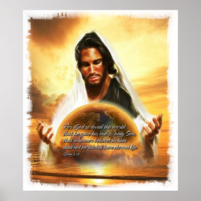 Für Gott so liebte die Welt... John 3:16 Poster (Vorne)