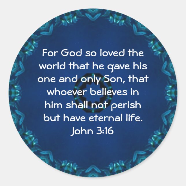 Für Gott so liebte die Welt ... John 3:16 Runder Aufkleber (Vorderseite)