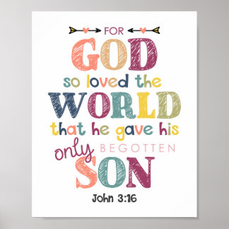 Für Gott so liebte die Welt Kinder Christliches Po Poster
