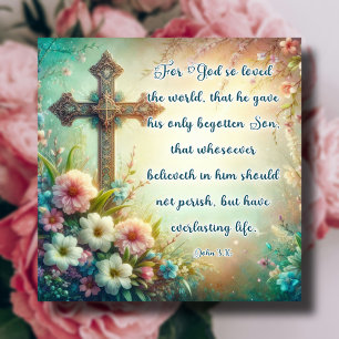Für Gott so liebte die Welt Vintage Kreuzpastel Feiertagskarte