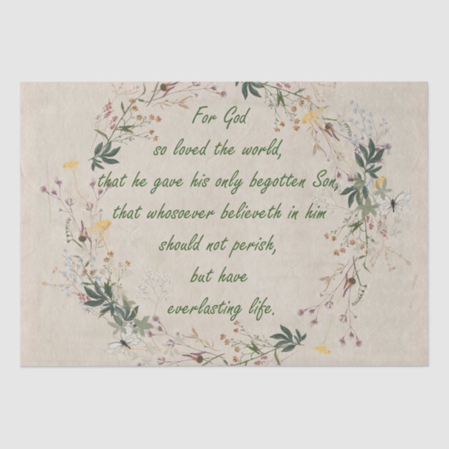 Für Gott so liebte die Welt Wildblume Gewebe Papie Seidenpapier (Vorderseite)
