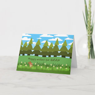 Für Gran Birthday Niedlich Bunny mit Daisy Card Karte