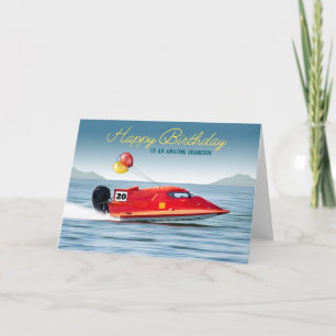 Für Grandson 20. Geburtstag Hochleistungsboot Karte