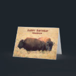 Für Grandson Birthday mit einem Paar Bison Karte<br><div class="desc">Geburtstagsgrüße für einen Enkel mit einem Bison auf der Prärie mit großen Gräsern. Art,  Bild und Vers Copyright © Shoaff Ballanger Studios,  2023.</div>