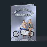 Für Grandson Geburtstag mit Mädchen und Motorrad Karte<br><div class="desc">Zwei schöne Frauen stehend neben einem Motorrad. Eine tolle Karte für den Mann,  der gerne reitet!</div>