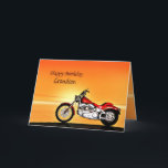 Für Grandson, Motorrad-Sonnenuntergang Geburtstag Karte<br><div class="desc">Ein Motorrad,  ähnlich wie ein Harley,  das am Meer stehend ist und einen herrlichen orangefarbenen Sonnenuntergang bietet. Eine tolle Karte für alle,  die Fahrrad und Motorrad mögen. Erleben Sie das ganze Kartenangebot für Beziehungen und Jahrgänge in meinem Geschäft. Alle Kunstwerke,  Copyright Norma Cornes</div>