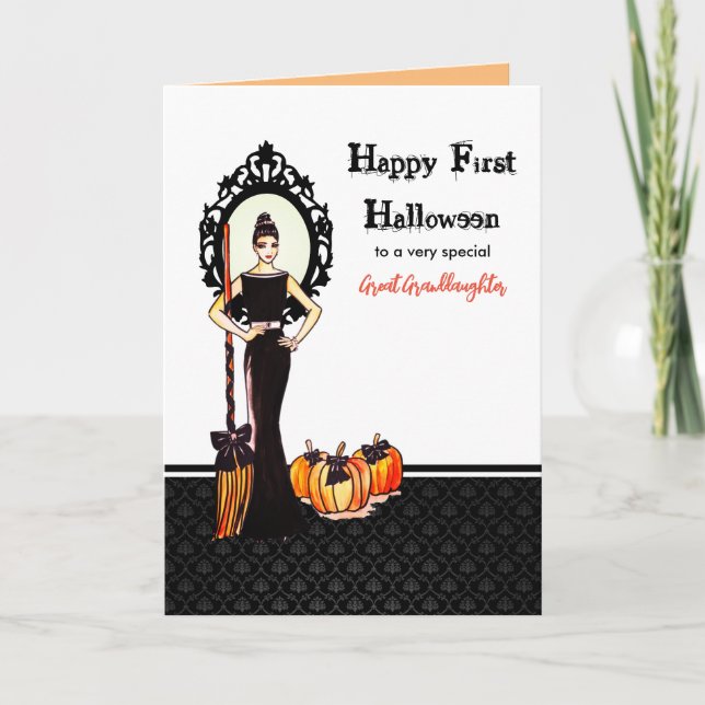 Für große Enkeltochter First Halloween Lady Hexe Karte (Vorderseite)