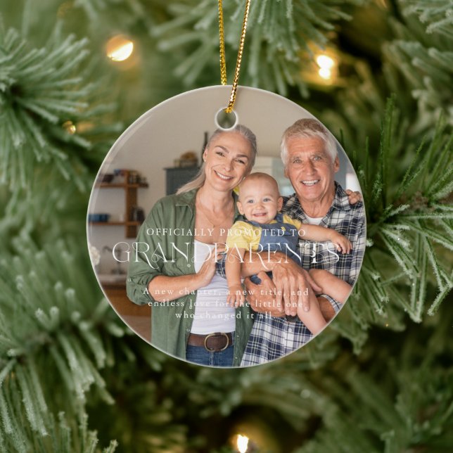 Für Großeltern befördert | Sentimental Foto Keramik Ornament (Baum)