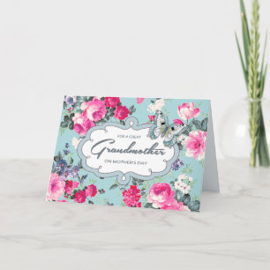 Für Großmutter am Muttertag. Vintage Rose Karte