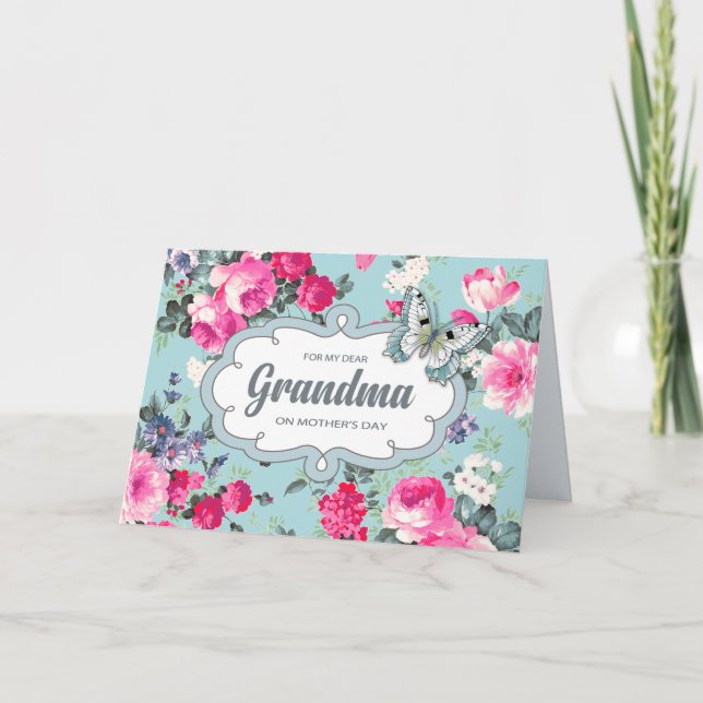 Für Großmutter am Muttertag. Vintage Rose Karte (Vorderseite)