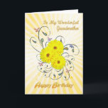 Für Großmutter, Geburtstagskarte mit gelben Blumen Karte<br><div class="desc">Eine wunderschöne Geburtstagskarte mit gelben,  dunklen Blume auf einem belebten,  wirbelnden Hintergrund.</div>