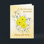 Für Großmutter, Geburtstagskarte mit gelben Blumen Karte<br><div class="desc">Eine wunderschöne Geburtstagskarte mit gelben,  dunklen Blume auf einem belebten,  wirbelnden Hintergrund.</div>