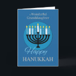 Für Großtochter Hanukkah Menorah auf Dunkelblau Karte<br><div class="desc">Diese Karte ist speziell für Ihre Enkelin gemacht,  damit Sie sie begrüßen können,  wenn die Hanukkah-Feiertage schließlich ankommt. Schon jetzt sollten Sie Ihre Kopie dieser Karte bestellen,  um ihr zu geben.</div>