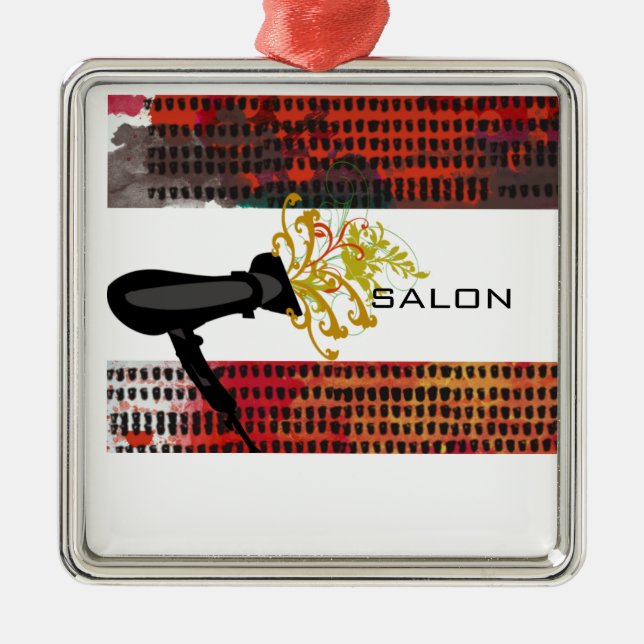 Für Haarstylist-Abstrakte blühende Blume Trockner Silbernes Ornament (Vorne)