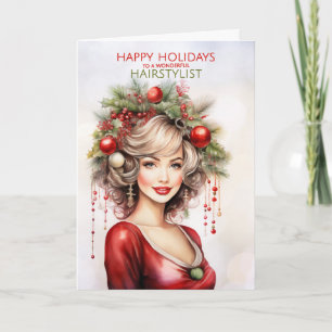 für Hair Stylist Weihnachtsfrisur in Rot und Grün Feiertagskarte
