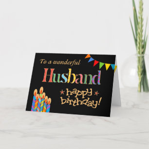 Für husband-Chic Candles, Bunting Birthday Card Karte