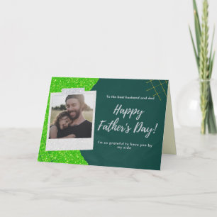 Für Husband Happy Vatertag Foto Glitzer Card Karte