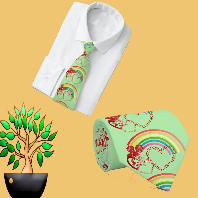 Für ihn Niedliche rustikale Rose Herz Valentine Re Krawatte (For Him Cute Rustic Roses Heart Valentine Rainbow Neck Tie)