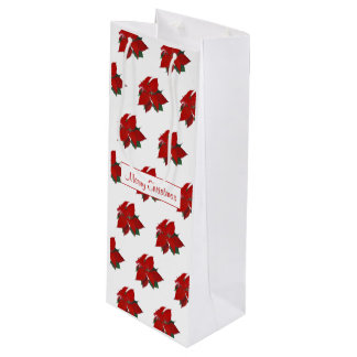 Für ihr rotes Blumenmuster frohe Weihnachten Geschenktüte Für Weinflaschen