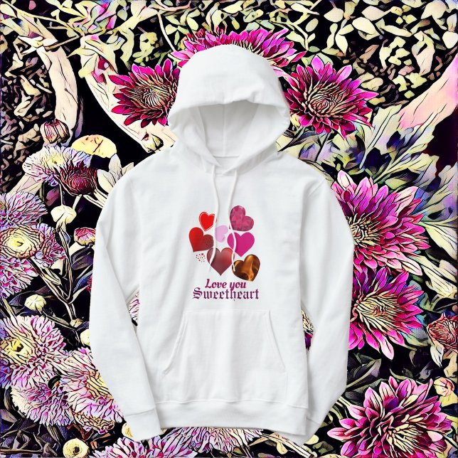 Für ihr tiefgründiges Herz Sweetheart Personalisie Hoodie (For Her Sweeping Hearts Sweetheart Personalized Hoodie)