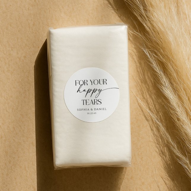 Für Ihre glücklichen Tränen Hochzeitszettel Runder Aufkleber (Von Creator hochgeladen)