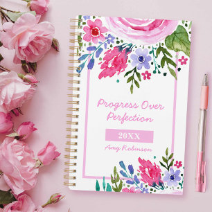 Für ihre rosa Aquarellfarben florale Positive Plan Planer
