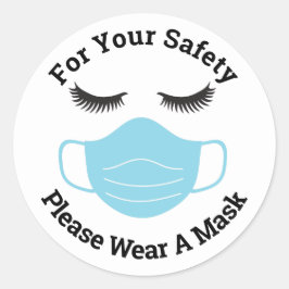 Für Ihre Sicherheit tragen Sie bitte eine Maske un Runder Aufkleber