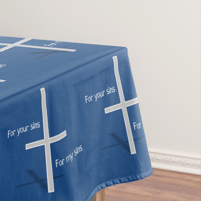 Für Ihre Sünden für meine Sünden (dunkel) Tischdecke (Beispiel)