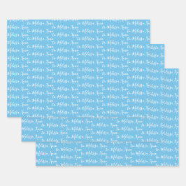 Für Ihren Namen Moderne Handschrift Light Blue 2 Geschenkpapier Set