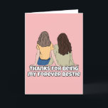 Für ihren Spaß Forever Bestie Friend Geburtstagkar Karte<br><div class="desc">Fun weiblich bestie Freund Geburtstagskarte. Ideal für einen Freund. Exklusives Design für die Marke Green Elephant Cards.</div>