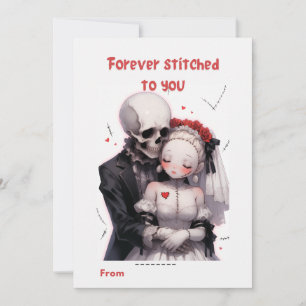Für immer an dich genäht Skelett-Paar Valentinstag Feiertagskarte