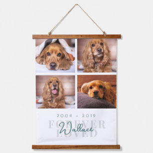 Für immer beliebtes Foto Collage Pet Memorial Wandteppich Mit Holzrahmen