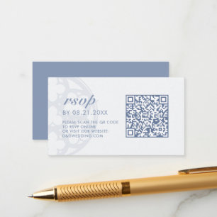 Für immer Blaue Elegante Klassische Burg QR Code R Begleitkarte