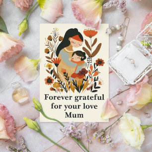 Für immer dankbar Mama Mutter Tochter Liebe Floral Postkarte