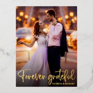 Für immer dankbare Hochzeit Danke Foto Folien Feiertagspostkarte