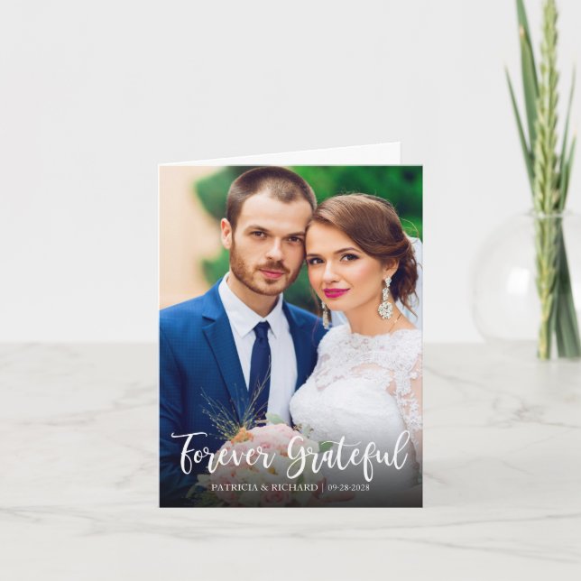 Für immer dankbare Niedliche Hochzeit Vielen Dank  Dankeskarte (Vorderseite)