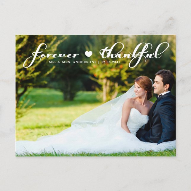 Für immer dankbares Foto Hochzeit Danke Postcard Postkarte (Vorderseite)