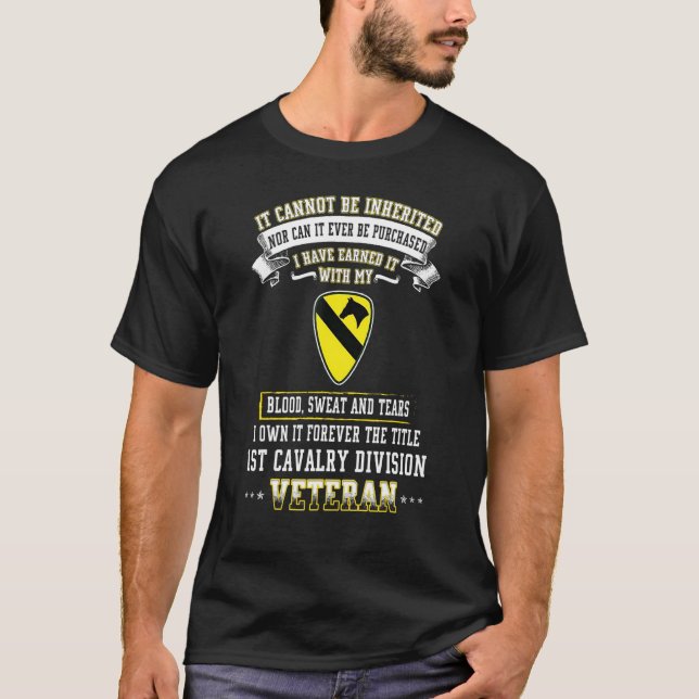 Für immer der Titel 1. Kavallerieabteilung Veteran T-Shirt (Vorderseite)