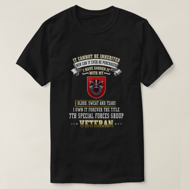 Für immer der Titel 7. Special Forces Group Vetera T-Shirt (Design vorne)