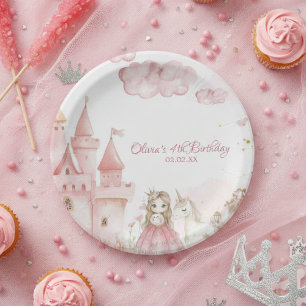Für immer die Prinzessin Pink Schloss 4. Geburtsta Pappteller