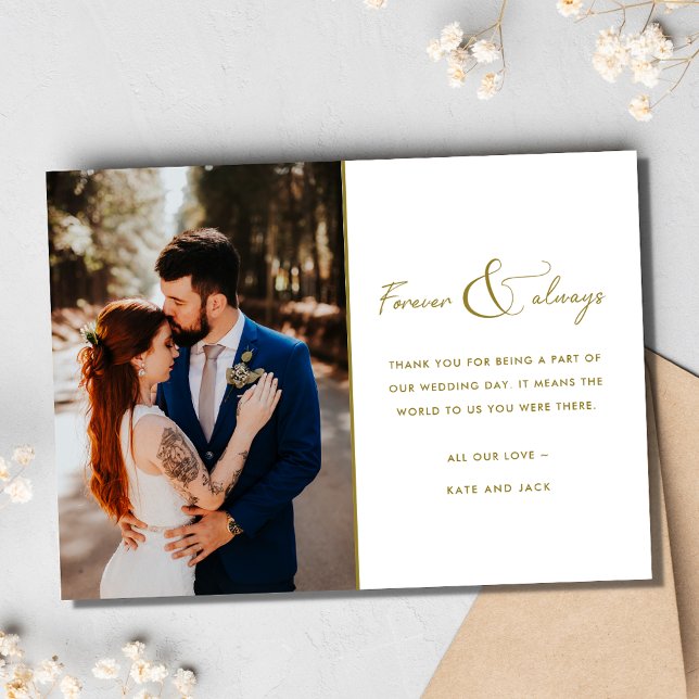 Für immer ein elegantes Hochzeitsfest Foto Vielen  Dankeskarte (Forever Always Elegant Wedding Photo Thank You)