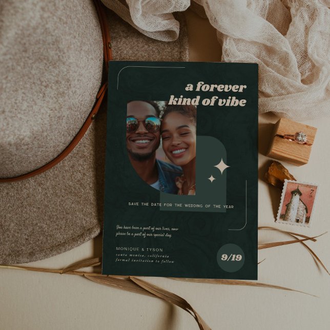 Für immer eine Art Vibe | Retro Wedding Foto Save The Date (Von Creator hochgeladen)